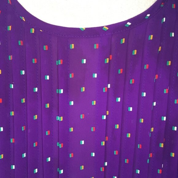 Vintage 1980s Samuel Blue Pleated Bodice Midi Dress size 8‎ - Picture 3 of 13